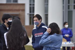 Seniors gathered outside the dome at Jefferson on Feb. 27, 2021. They caught up with each other while snacking on food. “It surprisingly went better than expected,” Hwang said. “We expected a lot of people to not be able to come due to the drive to TJ, but it went pretty well.”
