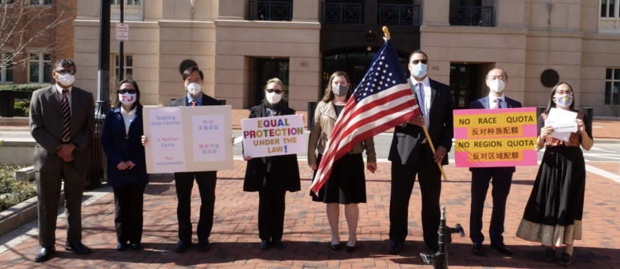 Members+of+the+Coalition+for+TJ+and+the+Pacific+Legal+Foundation+stand+outside+the+Albert+V.+Bryan+Courthouse+in+Alexandria+after+filing+a+lawsuit+against+FCPS