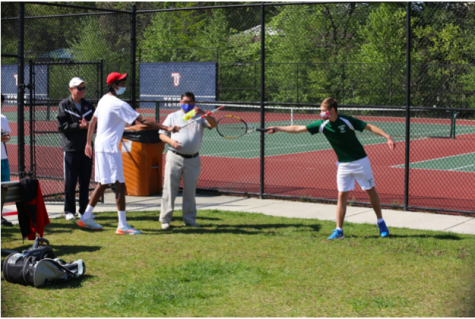 The Jefferson tennis courts are where new players develop into experienced leaders on the court. Untouched by the school tennis teams for over a year, it fosters a sense of nostalgia for returning players. “The individual games were sometimes really close, which we had to persevere through-- we did a pretty good job of that. We won a lot of the closer games, which helped us win the match against Marshall. Essentially, coming out in the crucial moments helped us a lot,” senior Ajay Prabhakar said. 
