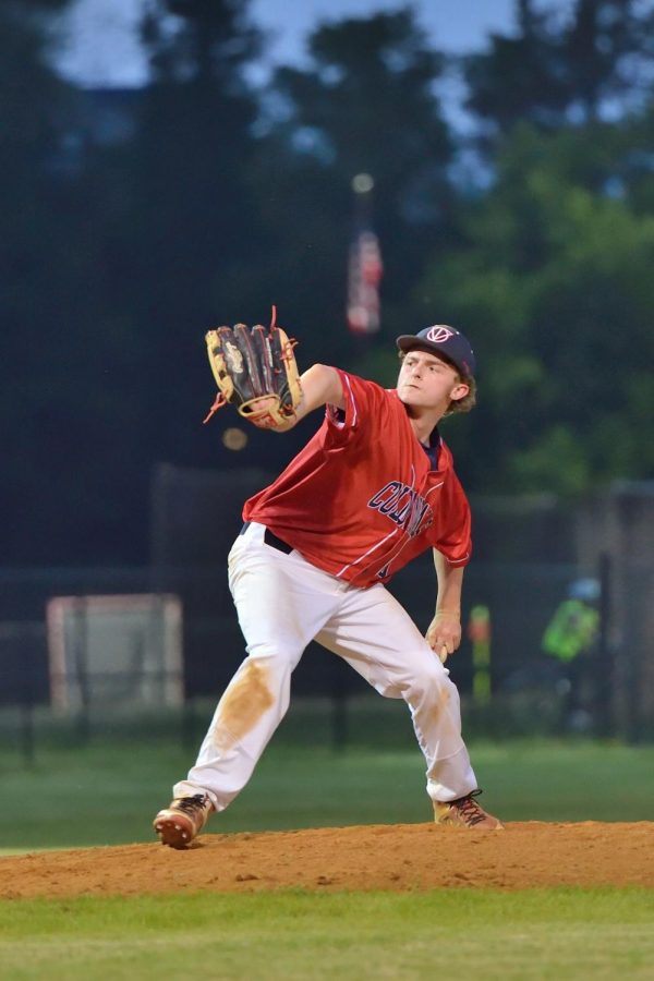 Cramer pitches in the fifth inning of Jefferson’s first baseball game of the season against Wakefield. He returned to the team for the first time since the car crash due to COVID-19 cancellations. “I have had injuries take me out before but it was never for so long. This experience made me cherish the moments I had on the field that much more,” Cramer said.
