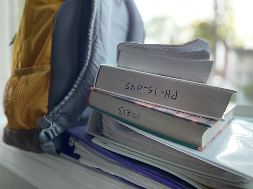 Students have to carry binders, notebooks, or textbooks for each class on Mondays. They visit each one of their seven classes on Anchor days.