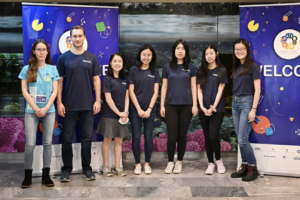 Junior Isabella Zhu (fourth from the left) poses for a team picture with the other members of the 2022 USA European Girls’ Math Olympiad team. “I loved spending time with my teammates, and I also got to meet a bunch of girls from different countries, which was really fun,” Zhu said.