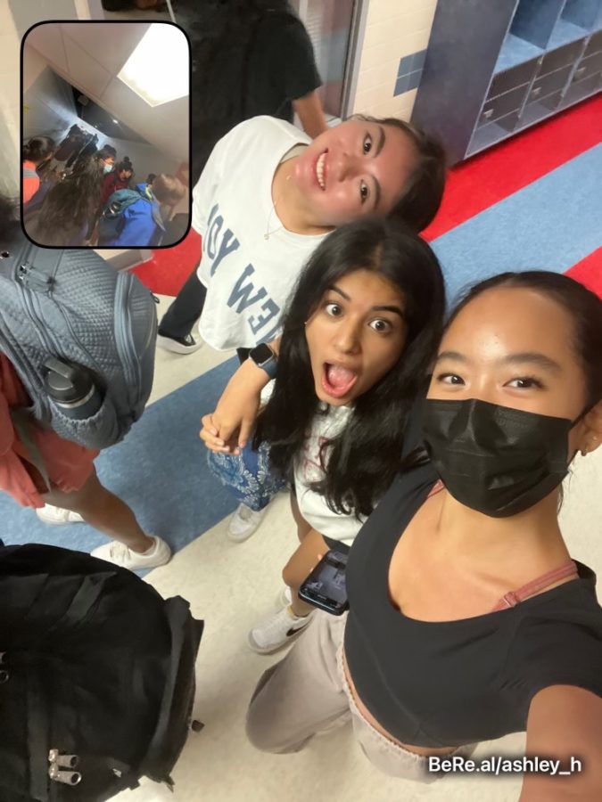 Junior Ashley Hwang took her BeReal walking in the Jefferson hallways with her friends. 