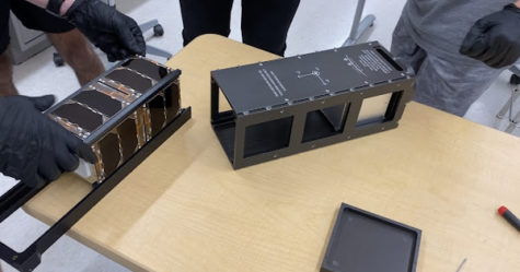 The featured cubesat  will be launced into space on Nov. 22, 2022. “It was really cool to see the satellite run through its mission in testing, and to see the parts of the flatsat come together into a full cubesat,” senior Alan Hsu said.