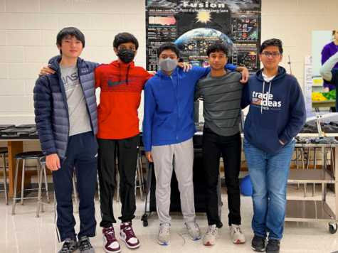 Juniors Steven Lu, Dhruv Anurag, Sathvik Redrouthu, Pranav Velleleth and Pranav Vadde are part of Procyon’s team. Because Procyon involves developing applications of physics, members are able to use their knowledge in a real-world way.  “I feel like Procyon is a place where I can really nerd out, because in AP Physics you’re limited to all these textbook problems,” junior Ryan Kim said. “But in Procyon, I can design things.”