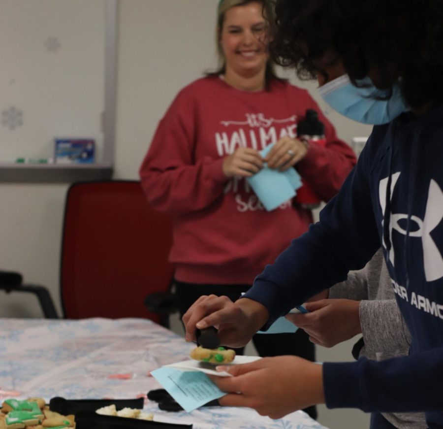 Freshman collect cookies at Cookiepalooza, an event that introduces them to Student Services. “Its a safe place for them to come,” school counselor Kerry Hamblin said. “Theres tables and chairs where they can wait, puzzles to do, coloring books, things to read, and we just want to promote a welcoming atmosphere.”