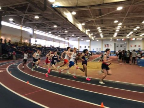 Jefferson’s indoor track team competes in the boys 4x800 relay at the regional championships, in which they placed seventh. “At regionals, we have some teams moving up to states,” team captain Kevin Shan said. “I think were doing good considering we had a lot of people leave.”