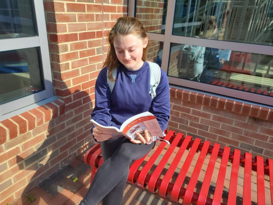 Senior Lauren Fisher reads a book on a sunny day “I still use electronics as entertainment, but its less of my first instinct,” Fisher said. 