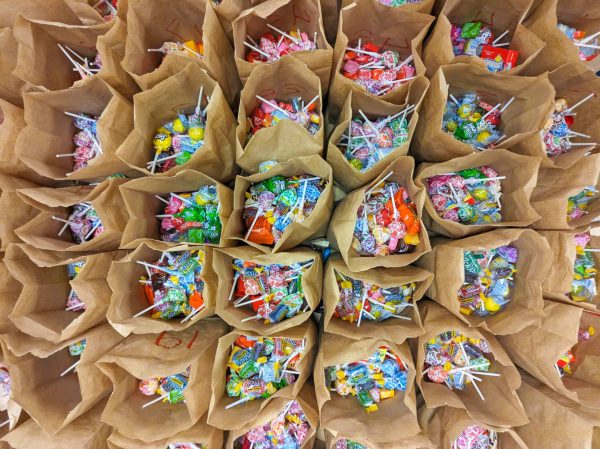 Bags upon bags of candy were prepared and distributed by SGA for Teach-or-Treat. “I think this event is really great for students to unwind and have some fun with friends, and I think participating teachers can find joy in watching their students’ tricks and handing out candy,” Tudorache said.