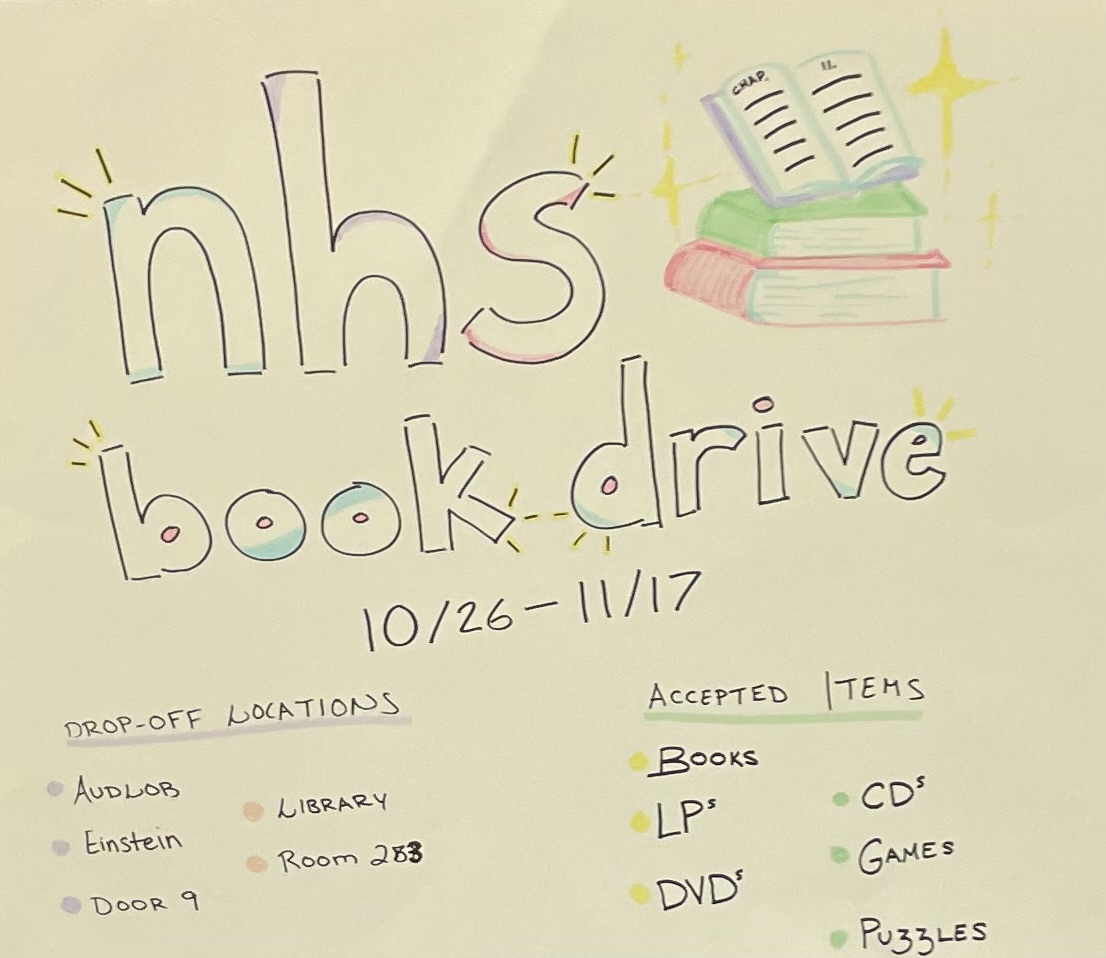 National Honor Society (NHS) collected a variety of items, ranging from books to puzzles, that will be donated to the Beth el Hebrew congregation. Posters were hung where collection boxes were located. Although donations stopped on Nov. 17, students can still donate to the cause. “If students still want to donate to the book drive, they can contact the Beth el Hebrew congregation itself,” Nelson said.