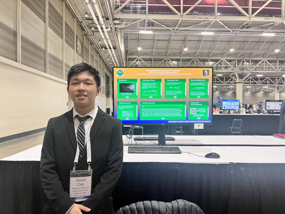 Senior David Cao poses for the camera after presenting at the American Astronomical Society (AAS) conference. “Do research that you’re actually interested in even if you don’t get anything out of it for a while,” Cao said. “It’ll give you good results eventually.” 