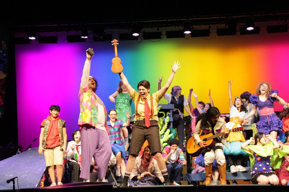 The SpongeBob characters blast into music at the conclusion of the show, rejoicing in overcoming a life-threatening crisis and celebrating in their new-found unity. “Everything is very big and bright. The message is very positive, but without being too syrupy-sweet,” theater director Kylie Murray said. “I think this show brings pure joy. The music is so catchy. It's upbeat. It's energizing. But then it's peppered with these moments of real humanity.”