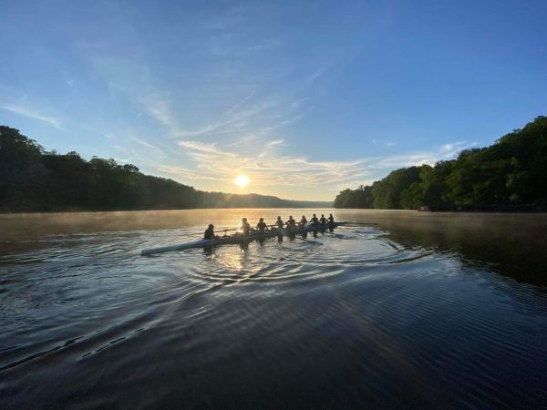 During a practice after school, eight Jefferson girls on the crew team row down the Occoquan river. “Over my years here at [Jefferson], I have noticed that the girls are driven to succeed. They show great respect for each other and the coaching staff, as well as the officials and members of other teams, coach Matt Shoop said.
