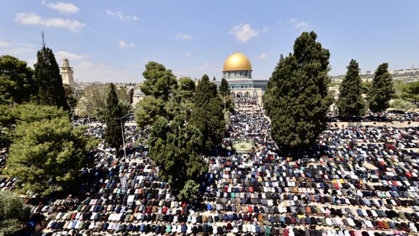 Hundreds of thousands of worshippers gather in Aqsa Mosque for Friday prayers during Ramadan. 