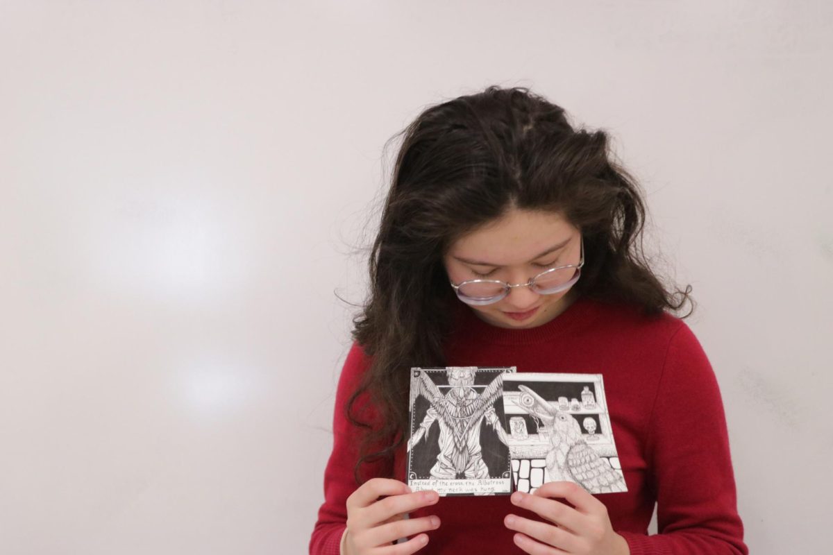 Callahan smiles down at her two drawings. Her interest in art first began as fanart. “I really liked ‘Marvel,’ so I would draw those characters as dragons,” Callahan said. “There was also this book series about dragons and I drew a lot of that.” 