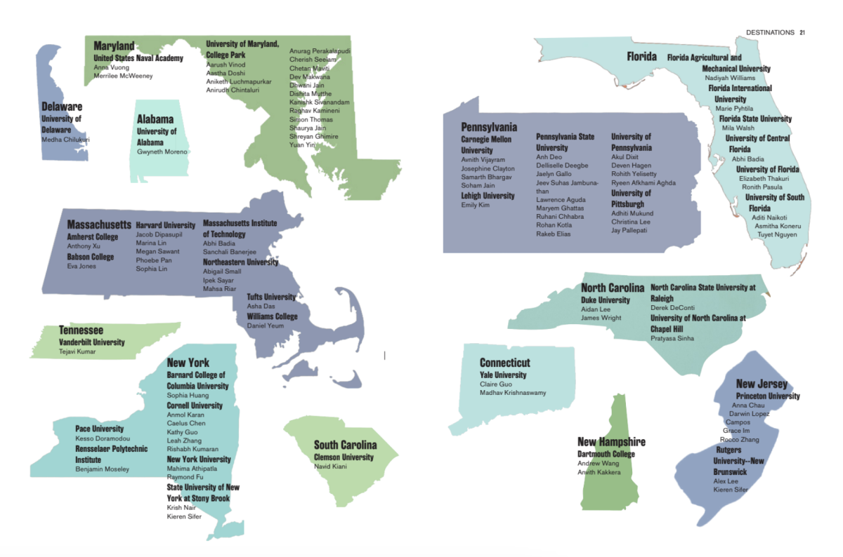 Eastern States: Alabama, Connecticut, Delaware, Florida, Maryland, Massachusetts, New Hampshire, New Jersey, New York, North Carolina, Pennsylvania, South Carolina and Tennessee; design by Hannah Liu