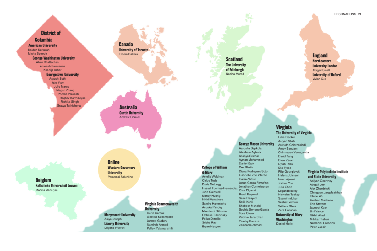 Local area and International: Virginia, District of Columbia, Australia, Belgium, Canada, England, Online and Scotland; design by Hannah Liu