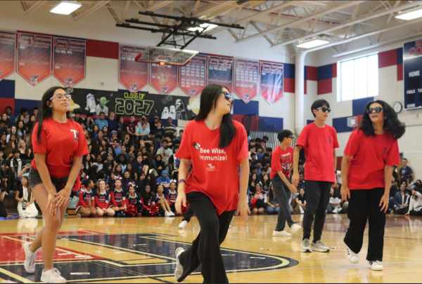During the Musical Extravaganza (MEX) performance, freshmen and MEX choreographer Michelle Kim dances to the song "Million Dollar Baby" by Tommy Richman. "I joined MEX because I thought it would be a great way to get a leadership position," Kim said.