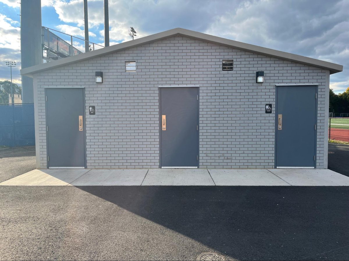 The new bathrooms, which are in front of the entrance to Jefferson’s track and football field. “Over the summer, every school in Fairfax County [was] getting [the new bathrooms]," Director of Student Activities Leah Conte said. "They’re school board approved. We are fortunate enough to have here now."